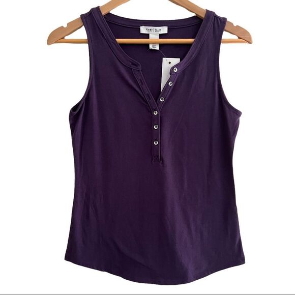 NWT🏷 WHITE HOUSE | BLACK MARKET Cotton Purple Tank w/decorative buttons, Sz XS - Picture 1 of 9